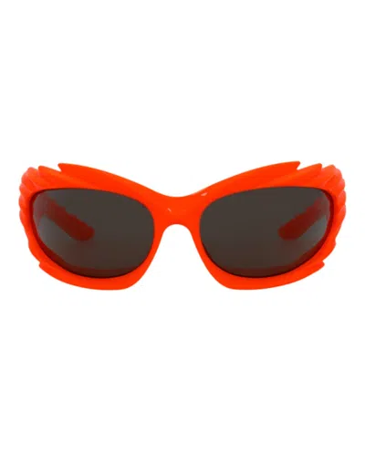 Pre-owned Balenciaga Shieldframe Bio Injection Sunglasses/30013967005) In Orange/grey (bb0255s In Multi