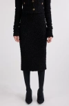 Balenciaga Shimmer Tweed Pencil Skirt In 1000 Black