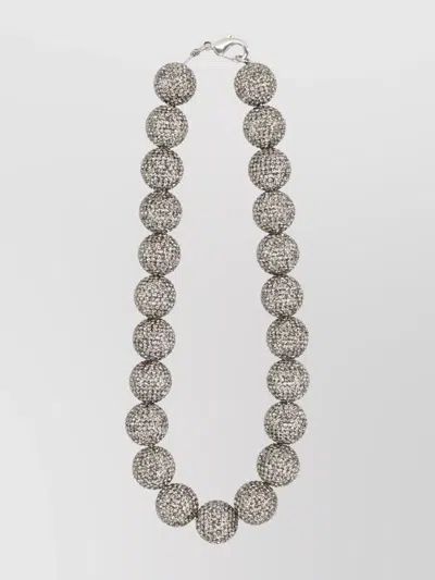 Balenciaga Shimmering Beaded Necklace With 43 Cm Length In Gray