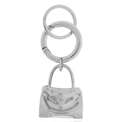 Balenciaga Shiny Silver Carousel Rodeo Key Ring In ["yellow","silver Tone"]