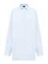 Balenciaga Asymmetric Shirt With Logo Embroidery In Azul