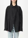 Balenciaga Black Shirt With Pointed Collar And Front Slit In Cotton Woman In Black