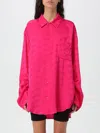 Balenciaga Regular Fit Long Sleeve Jacquard Logo Shirt In Pink