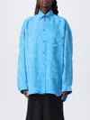 Balenciaga Long-sleeve Button-down Cocoon Shirt In Blue