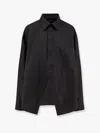 Balenciaga Black Shirt With Pointed Collar And Front Slit In Cotton Woman In Black