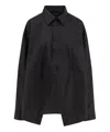 Balenciaga Black Shirt With Pointed Collar And Front Slit In Cotton Woman In Black