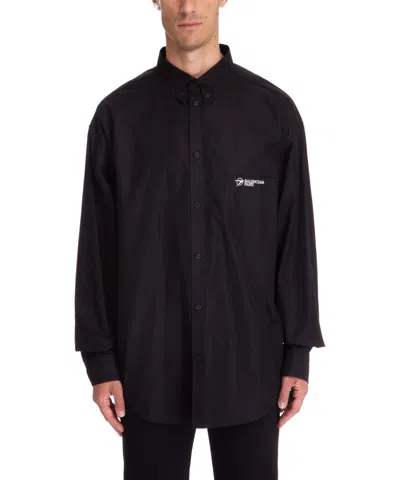 Balenciaga Logo Printed Windbreaker In Black