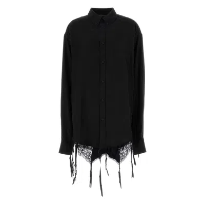 Balenciaga Lingerie-trim Shirt In Black