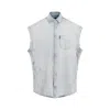 Balenciaga Light Blue Ripped Sleeve Cotton Shirt In Blue