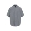 Balenciaga Breezy Linen-cotton Blend Short-sleeve Shirt In Gray