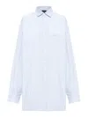 Balenciaga Asymmetric Shirt With Logo Embroidery In Blue