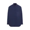 Balenciaga Logo-embroidered Button-down Shirt In Blue