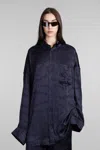 Balenciaga 'bal Diagonal Allover Flowing' Shirt In Blue