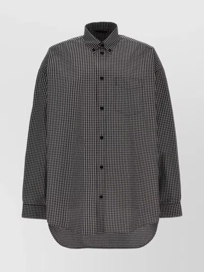 Balenciaga Black Check Print Shirt In Multicolor