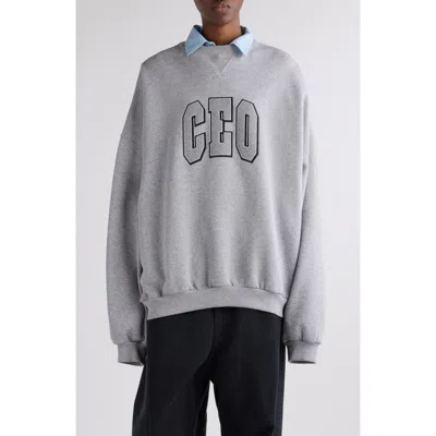 Balenciaga Shirt Collar Graphic Sweatshirt In Gray