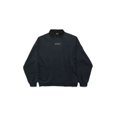 Balenciaga Shirt-collar Sweatshirt In Blue