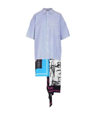 Balenciaga Shirt Dress In Blue