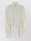 Balenciaga Shirt Dress With Pleated Design And Elastic Waist In White