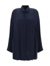 Balenciaga Long Sleeves Jacquard Logo Shirt In Faded Black