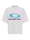 Balenciaga Icon Print Cropped Cotton T-shirt In Grey