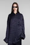 Balenciaga 'bal Diagonal Allover Flowing' Shirt In Blue