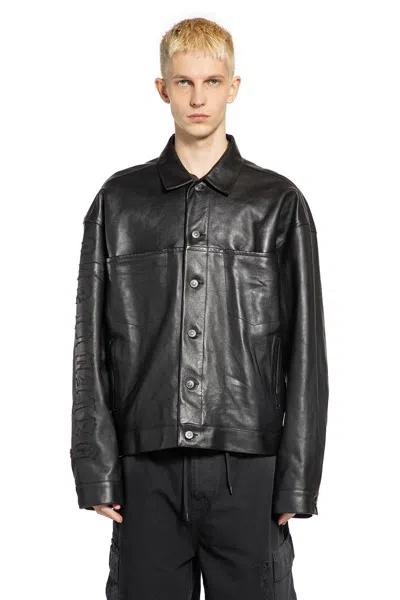 Balenciaga Shirt Leather Jacket In Black