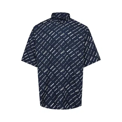Pre-owned Balenciaga Shirt 'marine/dirty White' | Blue | Men's Size 42