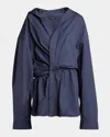 Balenciaga Cotton Mini Shirt Dress In 4530 Faded Blue