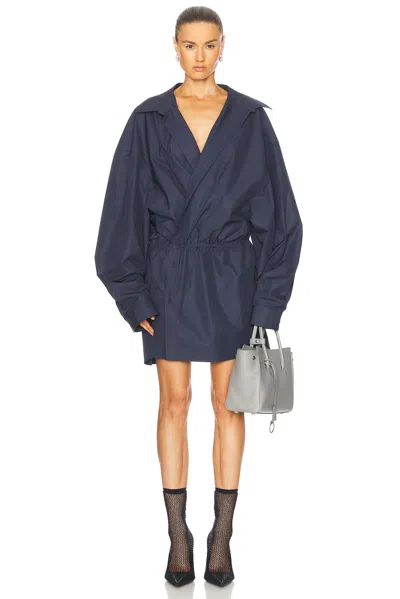 Balenciaga Shirt Mini Dress In Blue