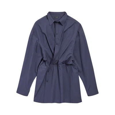 Pre-owned Balenciaga Shirt Mini Dress 'faded Blue' | Women's Size 36