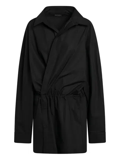 Balenciaga Shirt-style Mini Dress In Black