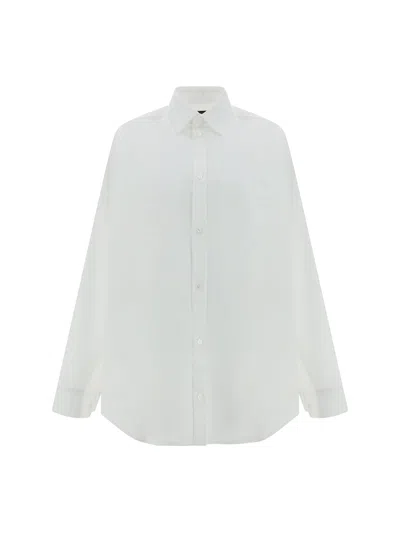 Balenciaga Embroidered-logo Shirt In White