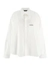 Balenciaga White Shirt With Lettering Logo Embroidered On The Front In Cotton Woman In White