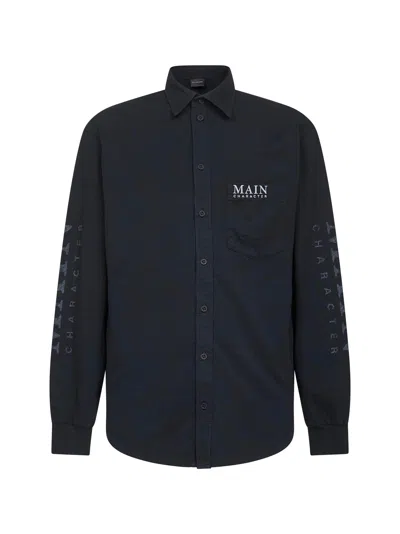 Balenciaga Shirt With Bb-style T-shirt Sleeves In Blue