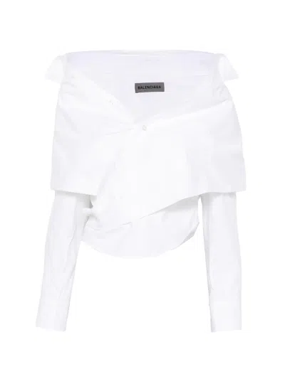 Balenciaga Shirt With Exposed Shoulders In White