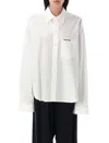 Balenciaga White Shirt With Lettering Logo Embroidered On The Front In Cotton Woman In White