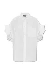 Balenciaga Pocketed Short Sleeve Shirt With Curved Hem In White