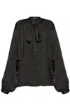 Balenciaga Satin Blouse With Bow And Cut-out Sleeves In Black