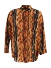Balenciaga Fur Print Cocoon Silk Crepe Blouse In Orange