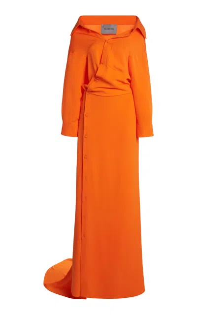 Balenciaga Shirt-detailed Silk Gown In Orange