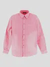 Balenciaga Oversized Distressed Denim Overshirt In Pink