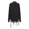 Balenciaga Lingerie Black Sirt With Button-down Collar And Lingerie Detail On The Hem In Tech Fabric Woman