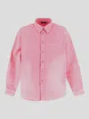 Balenciaga Oversized Distressed Denim Overshirt In Pink