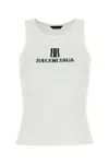 Balenciaga Ribbed Viscose Blend Tank Top In White