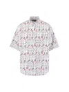 Balenciaga Printed Short Sleeve Shirt With Button-down Collar In White