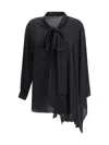 Balenciaga Black Georgette Scarf Blouse In Black