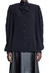 Balenciaga Pussy-bow Crinkled-jersey Shirt In Black
