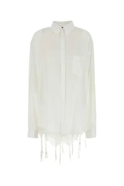 Balenciaga Women White Lyocell Oversize Shirt