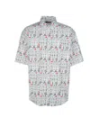 Balenciaga Printed Short Sleeve Shirt With Button-down Collar In Gray