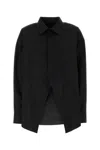 Balenciaga Black Shirt With Pointed Collar And Front Slit In Cotton Woman In Black